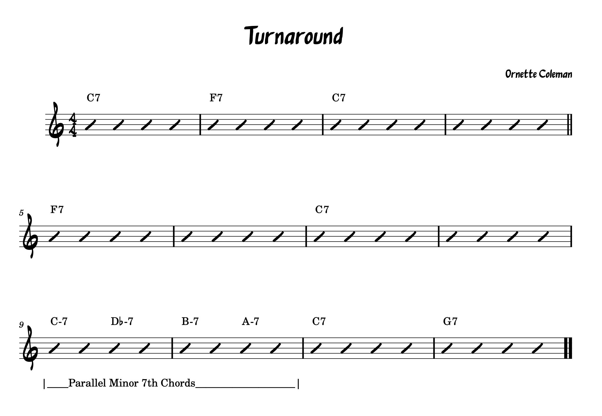 Blues Chords: Lead Sheet For Ornette Coleman's Turnaround