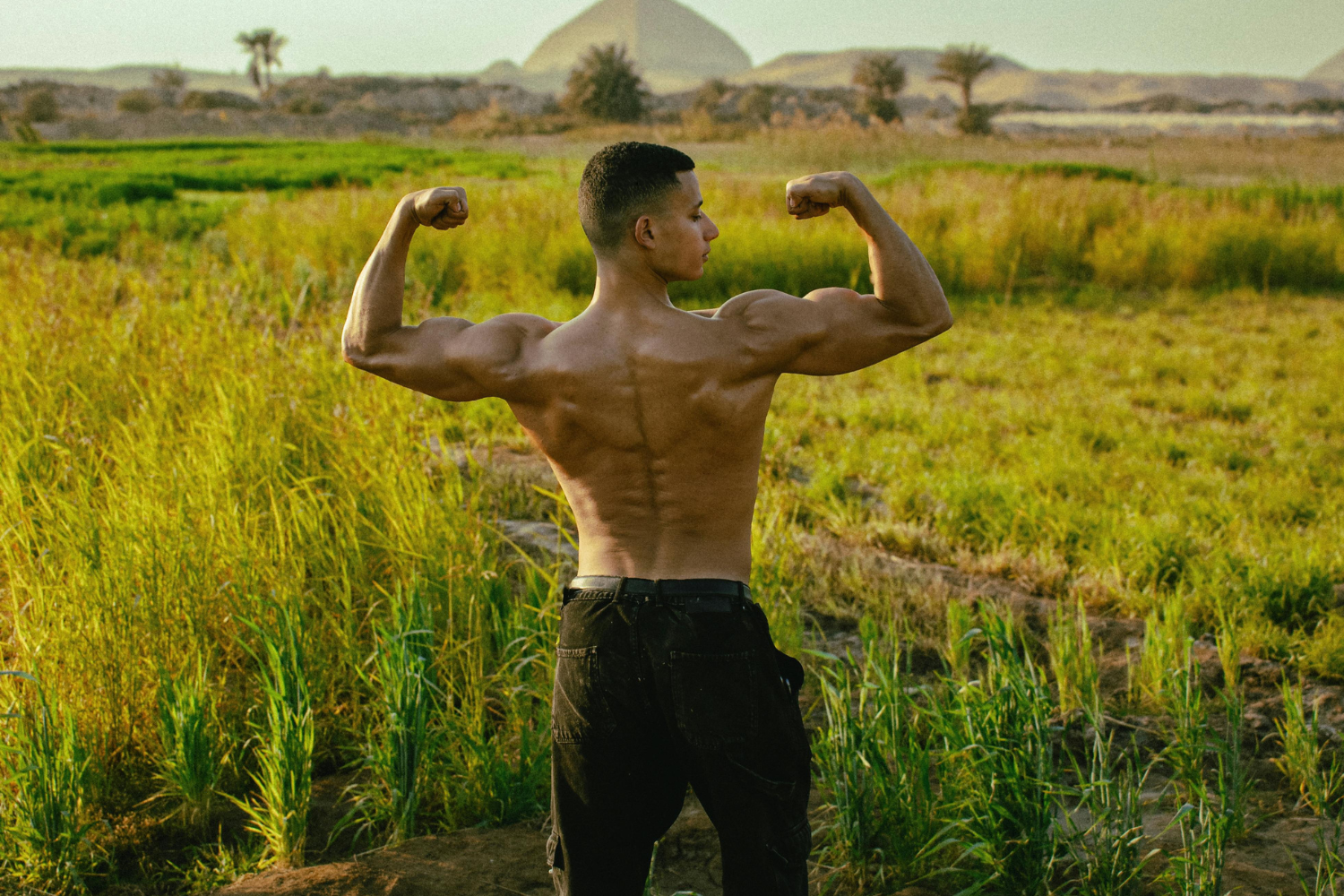 Man flexing his muscles.