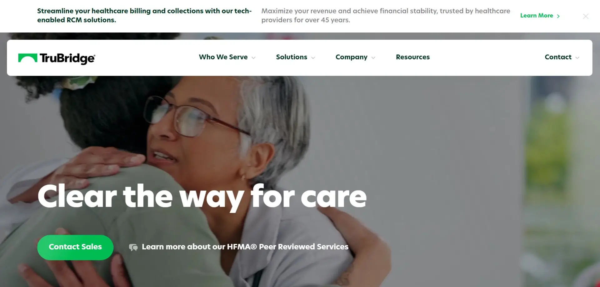 Homepage of TruBridge website