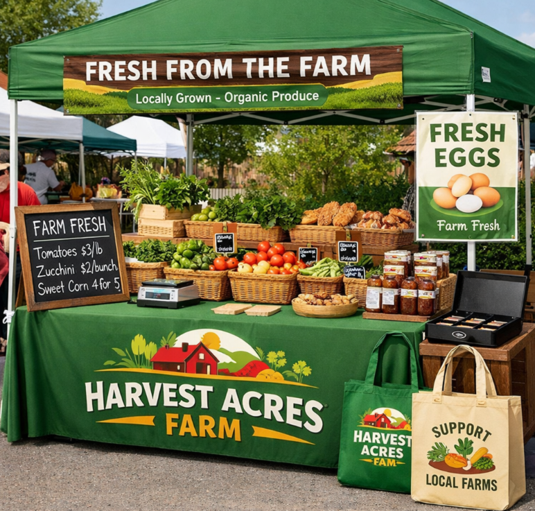 custom supplies for farmers market vendors