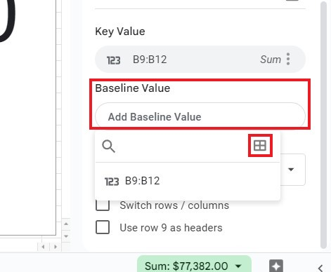 Select Baseline Value.