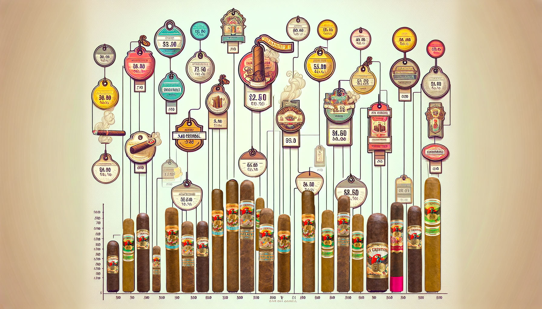 A visual representation of the price range of San Cristobal cigars.