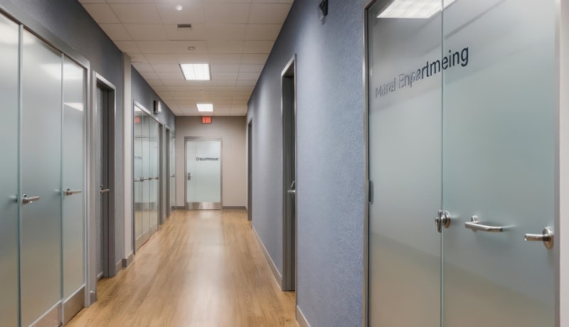 Frosted glass film in office