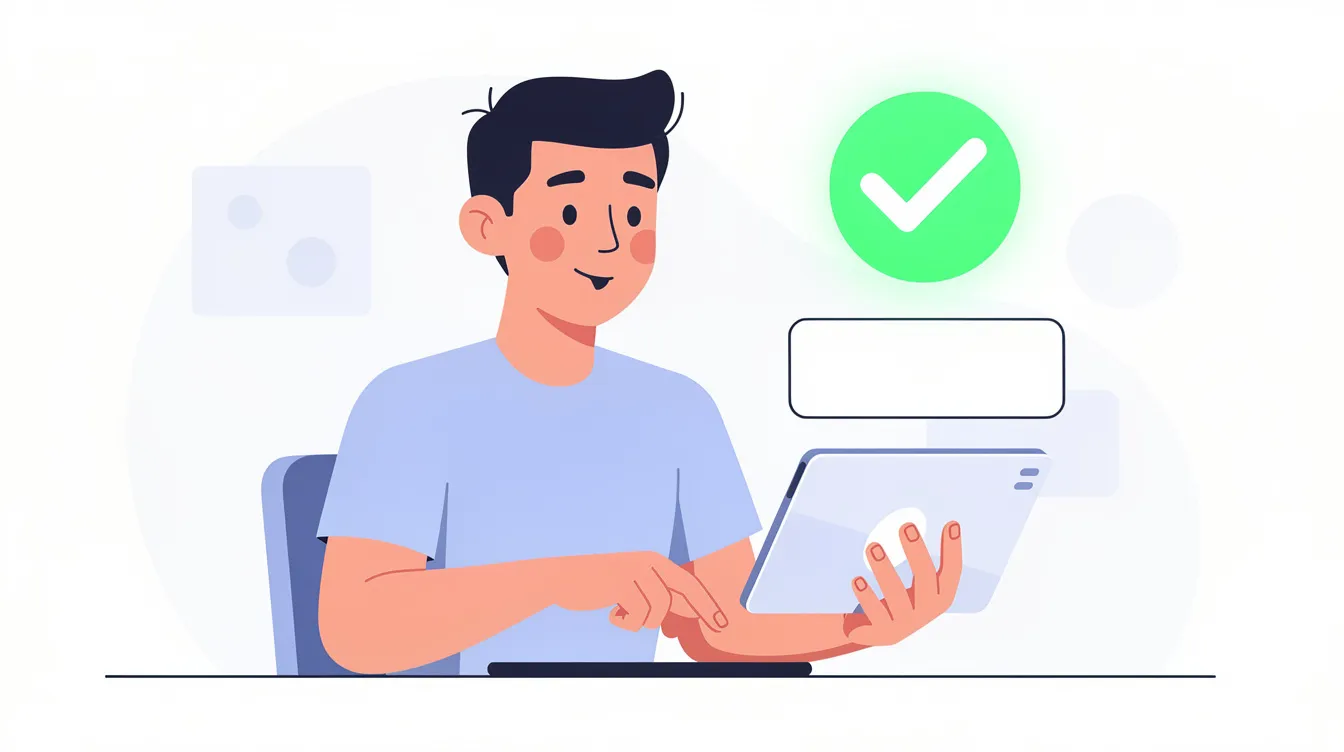 A confident creator is depicted making a decisive choice, with a bright checkmark appearing above their selected option. Their satisfied expression reflects the positive experience of engaging with an online community platform designed to simplify community management and enhance community engagement.