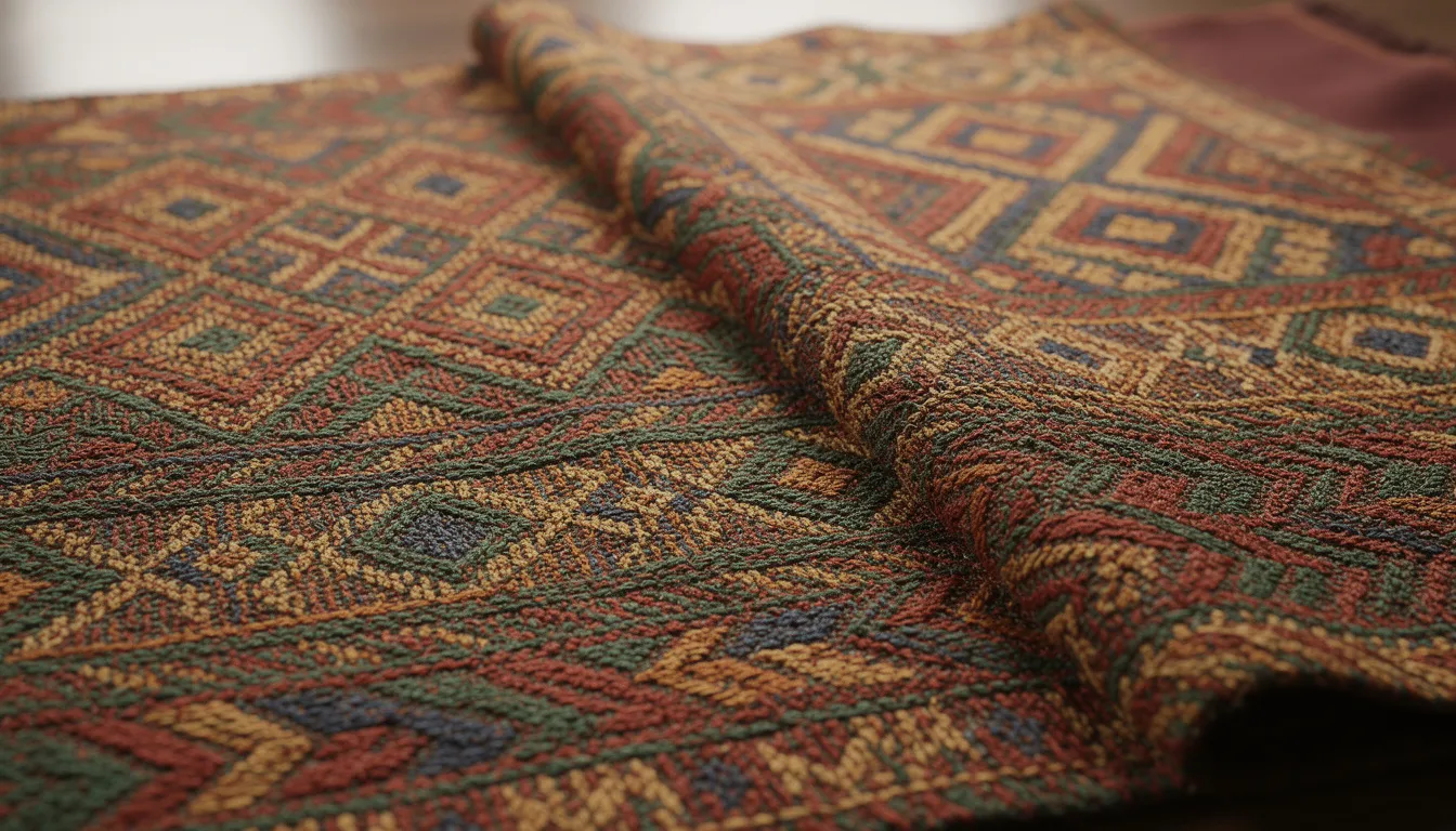 The image features colorful woven textiles adorned with traditional geometric patterns, showcasing the vibrant artistry of Mexican folk art. These textiles reflect the rich cultural heritage and artistic skills of Mexican artists, embodying the unique art forms that are integral to Mexican identity and traditions.