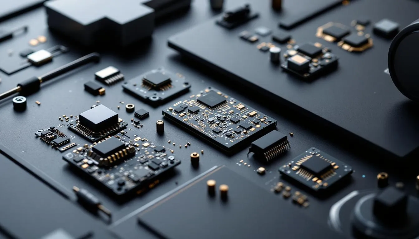 Electronic components used in electronic locks, including circuit boards and actuators.