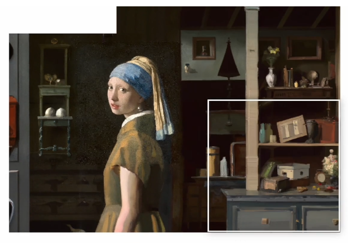 Outpainting feature expanding on Girl with Pearl earring