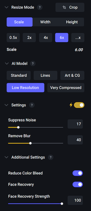 Picture of Topaz Gigapixel AI menu options