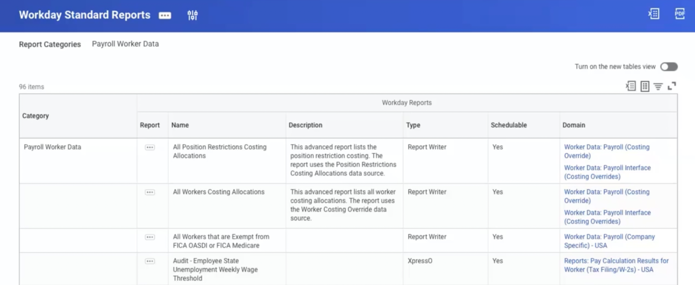 Using report categories to determine relevant and necessary data