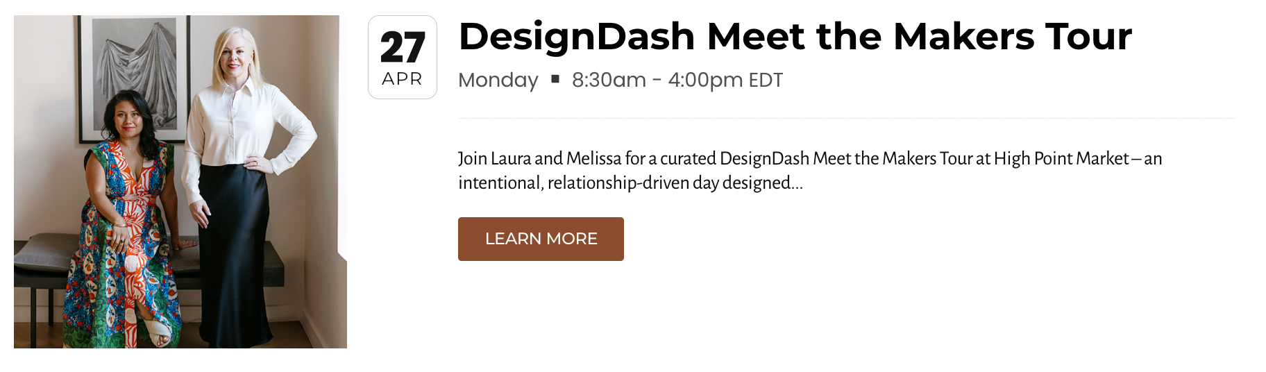 Other Upcoming DesignDash Events with photo of Melissa and Laura