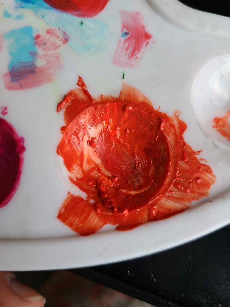 dried out paint on palette