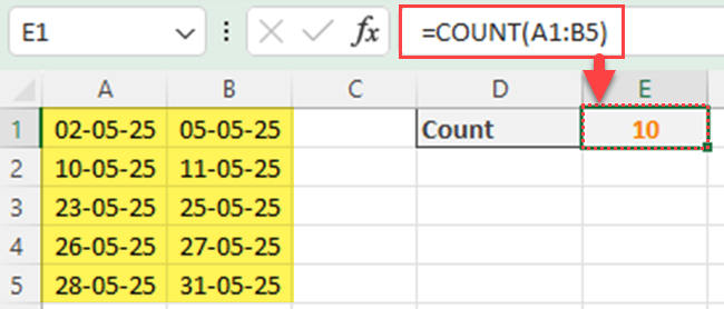 Excel count dates