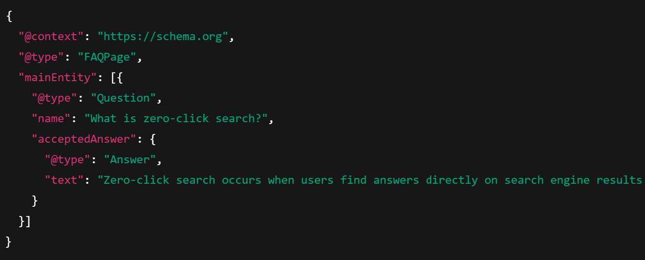 FAQ schema for zero click search optimization