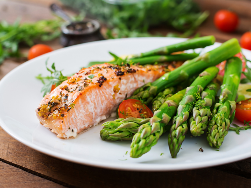 Baked Salmon with Asparagus and Lemon Garlic Butter Sauce - keto dinner ideas