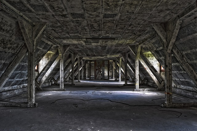 lost places, building, roof truss