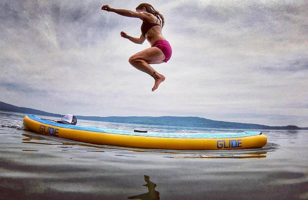 paddleboard weather can lead to a fall and a swim and a leash pull