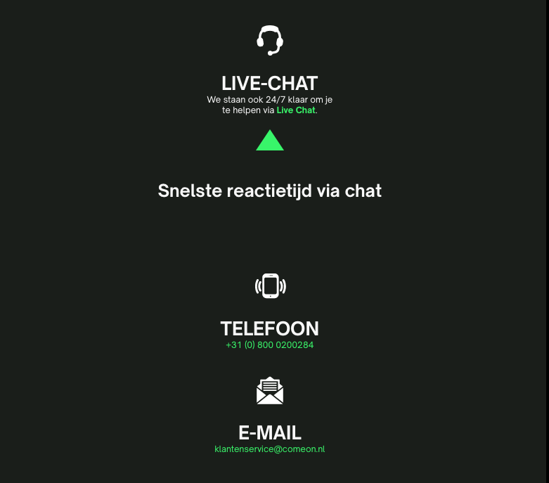 ComeOn klantenservice