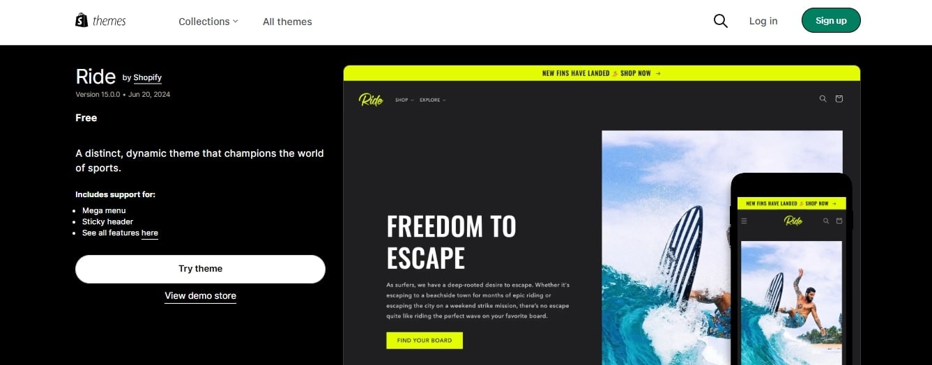 free shopify themes - ride 