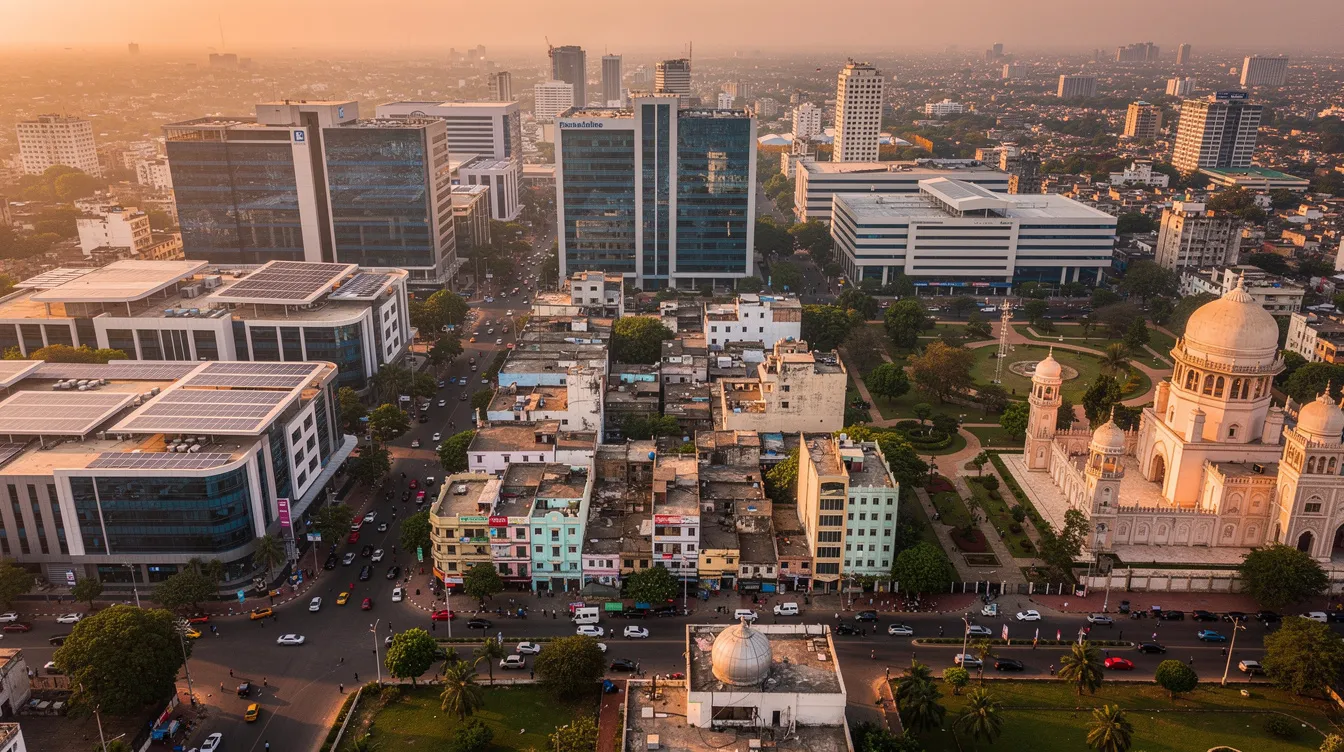 b35bb2bf b0e3 42eb b0d9 356143137c09 An aerial view of Hyderabad showcases a dynamic skyline featuring a blend of modern tech buildings alongside traditional architecture, reflecting the city's rich cultural heritage and booming business environment. This vibrant landscape is an ideal place for aspiring entrepreneurs to explore profitable business ideas and innovative ventures in one of India's major cities.