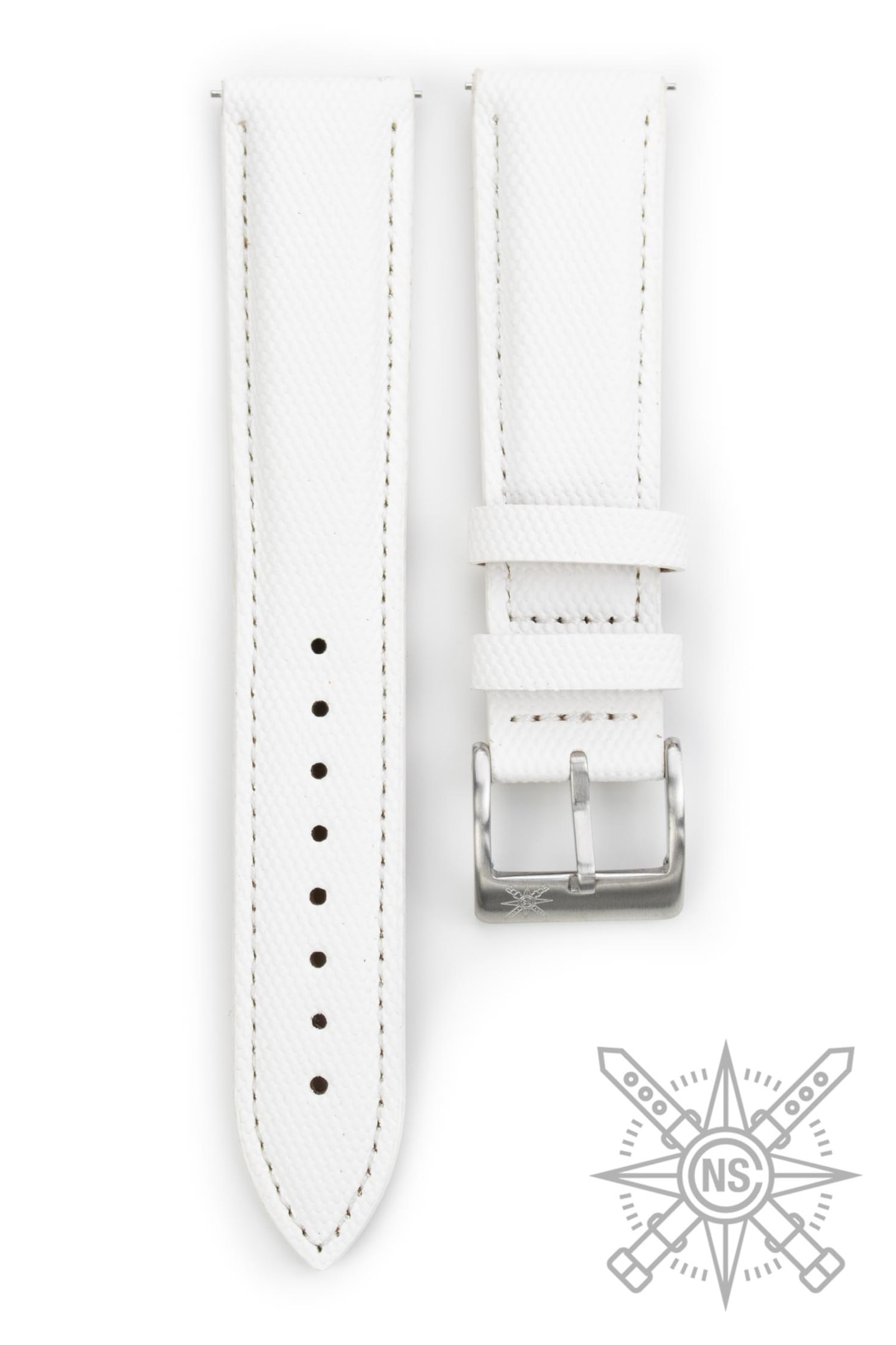 A rugged sailcloth watch strap demonstrating durability in a weathered environment.