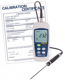 A traceable thermometer with a traceable calibration document