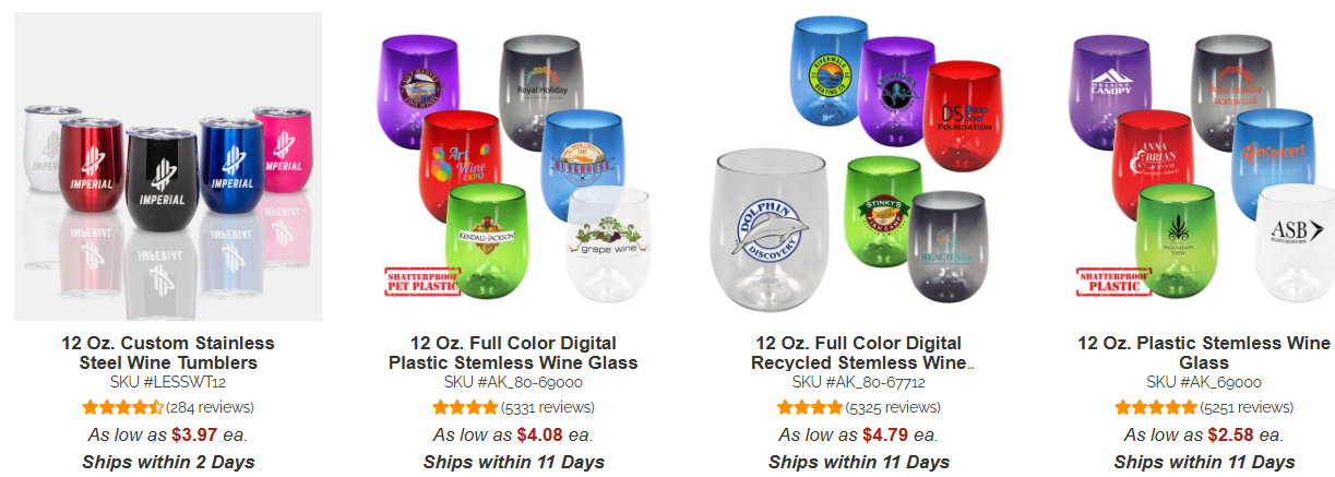 shopping wine tumblers