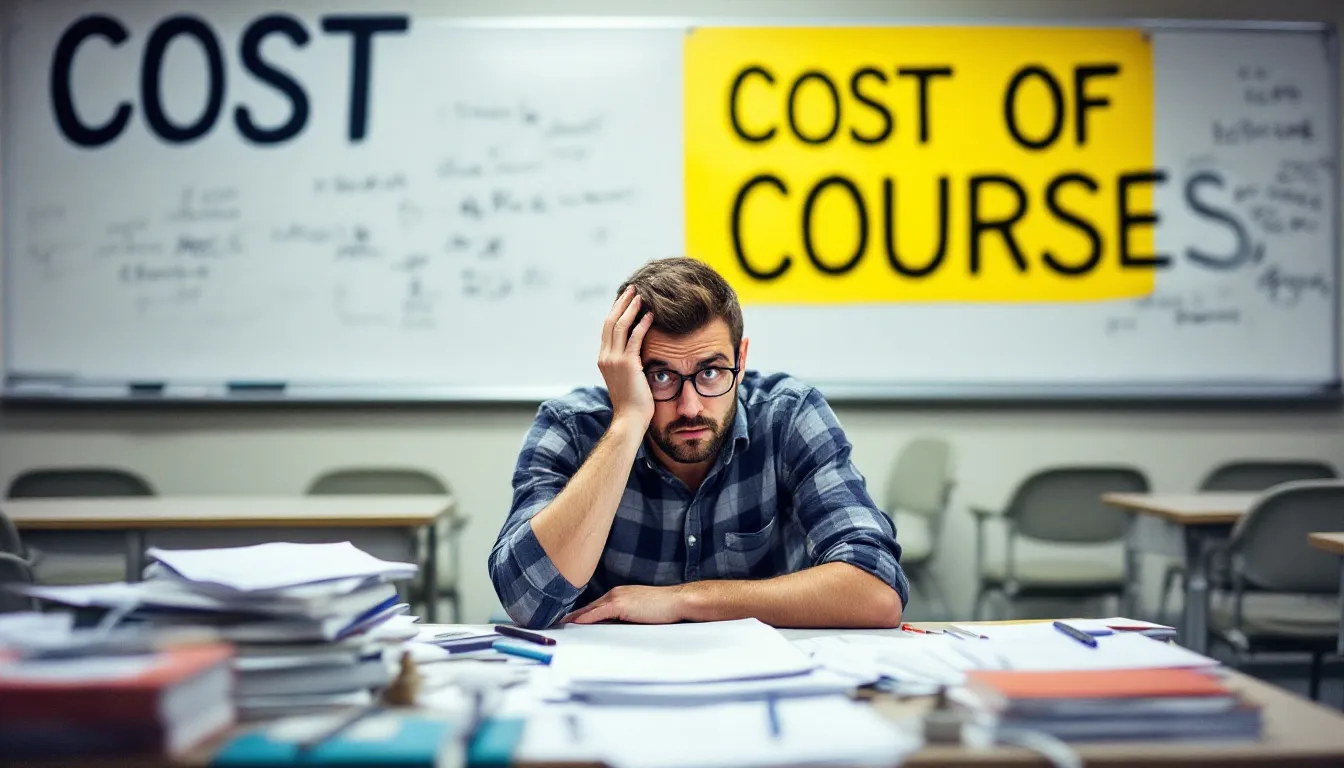 La imagen muestra un gráfico confuso sobre el costo de los cursos de inglés, donde se comparan diferentes precios y modalidades de pago. Se destacan las opciones de programas y clases disponibles para estudiantes de diversos niveles en Colombia.