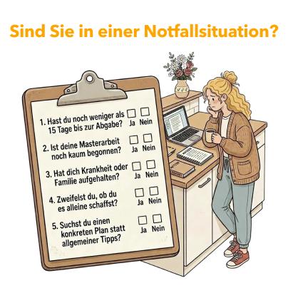Masterarbeit in 2 Wochen: Checkliste für Notfallsituation und realistische Selbsteinschätzung