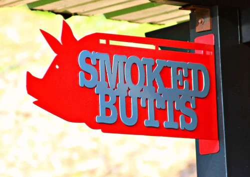 Smoked Butts Flange Metal Sign (Personalized Options)