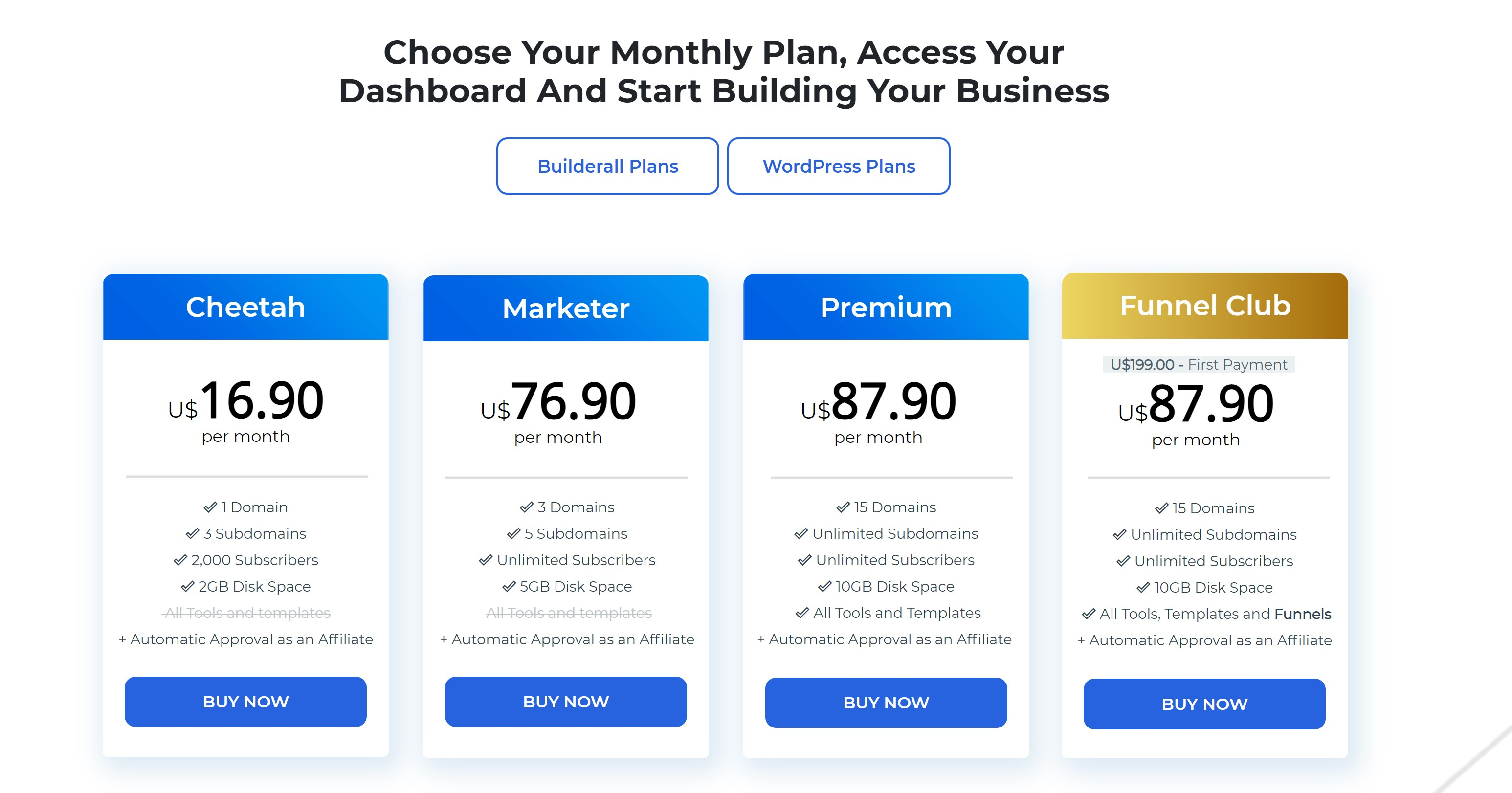 Builderall pricing