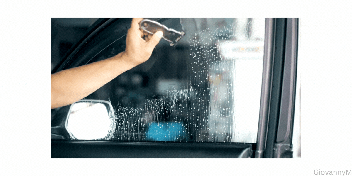 ammonia based window cleaner or homemade products removing remaining adhesive.
