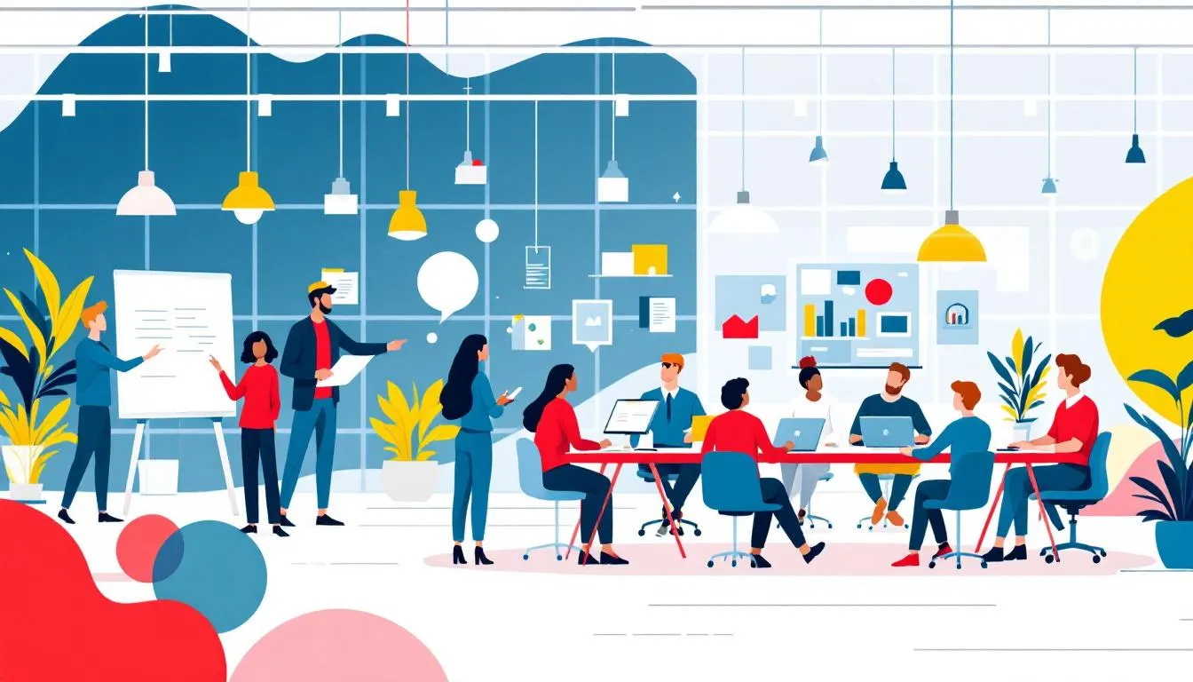 An illustration of inclusive policies being implemented in a workplace setting.
