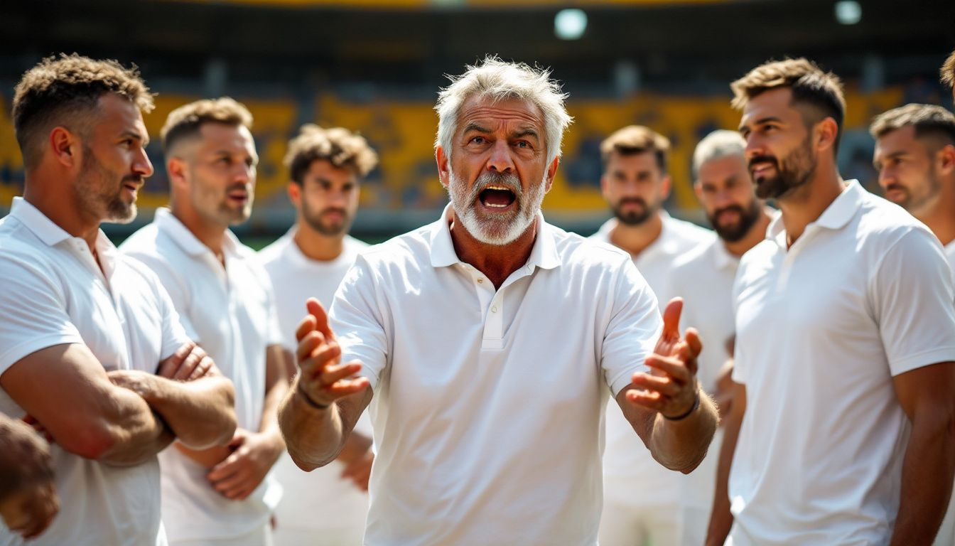 Un gruppo di allenatori di calcio in un corso di formazione.