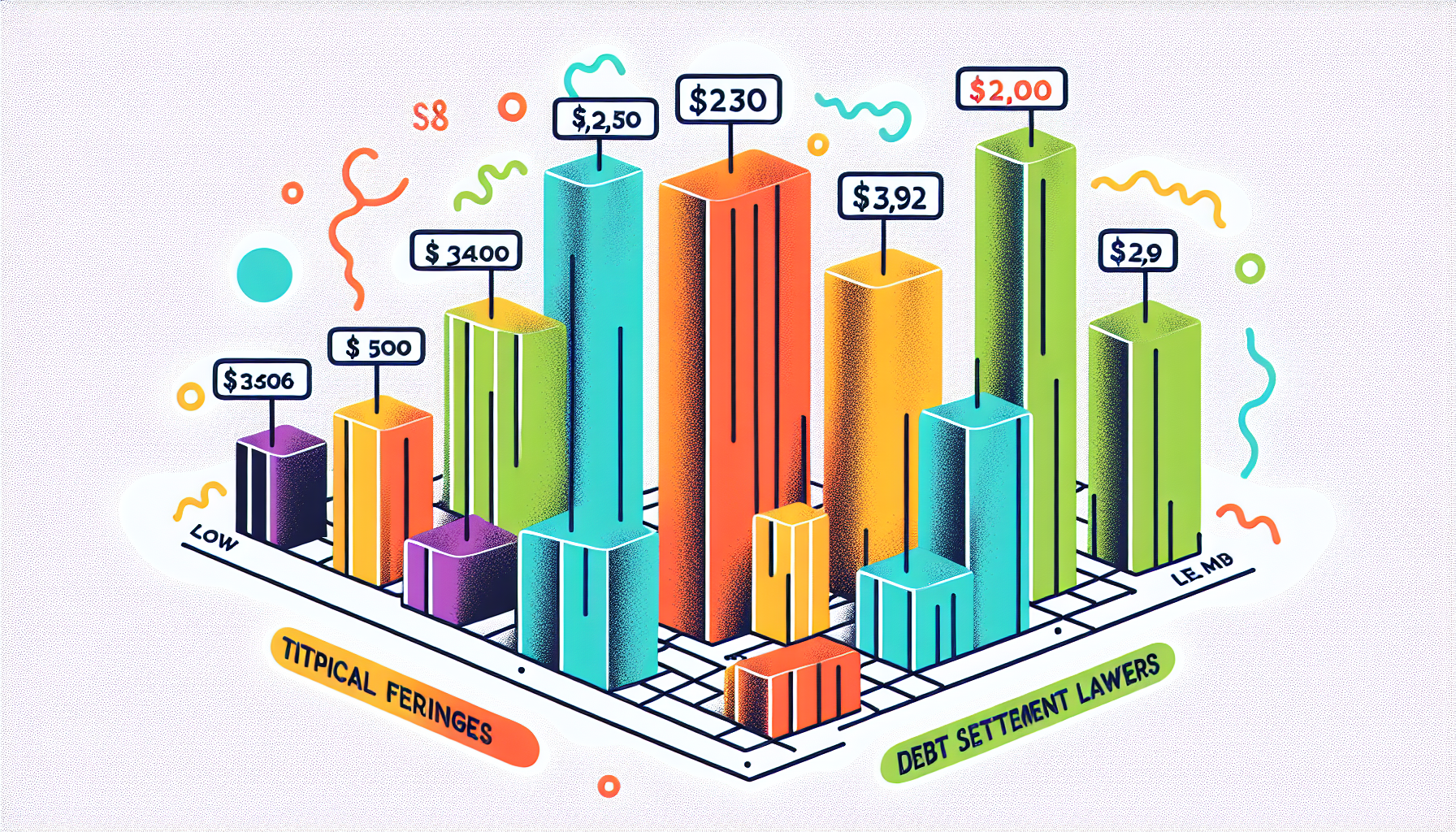 A chart illustrating typical fee ranges for debt settlement lawyers.