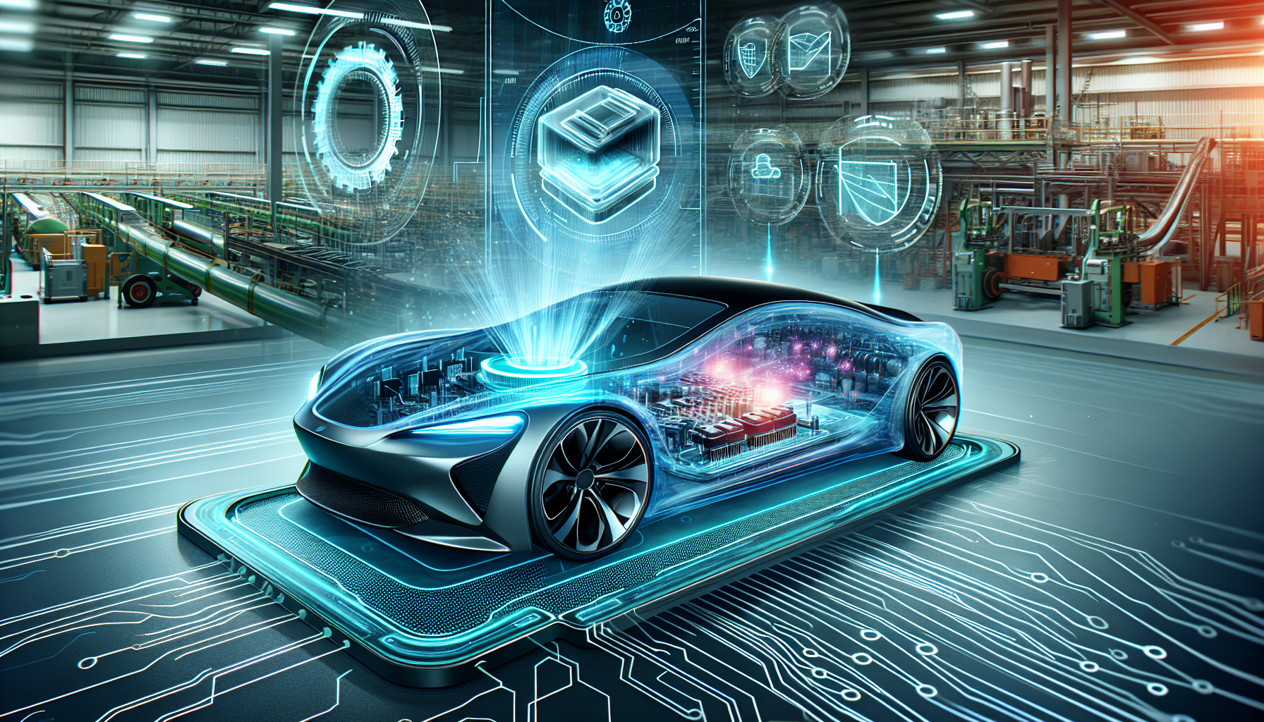 Illustration of future advancements in automotive semiconductor chips