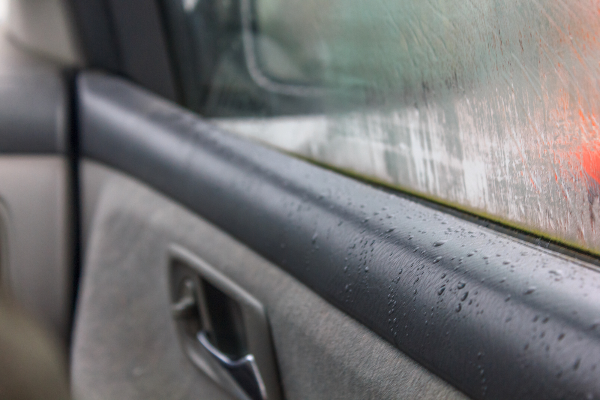 Water leak on car door panel. 