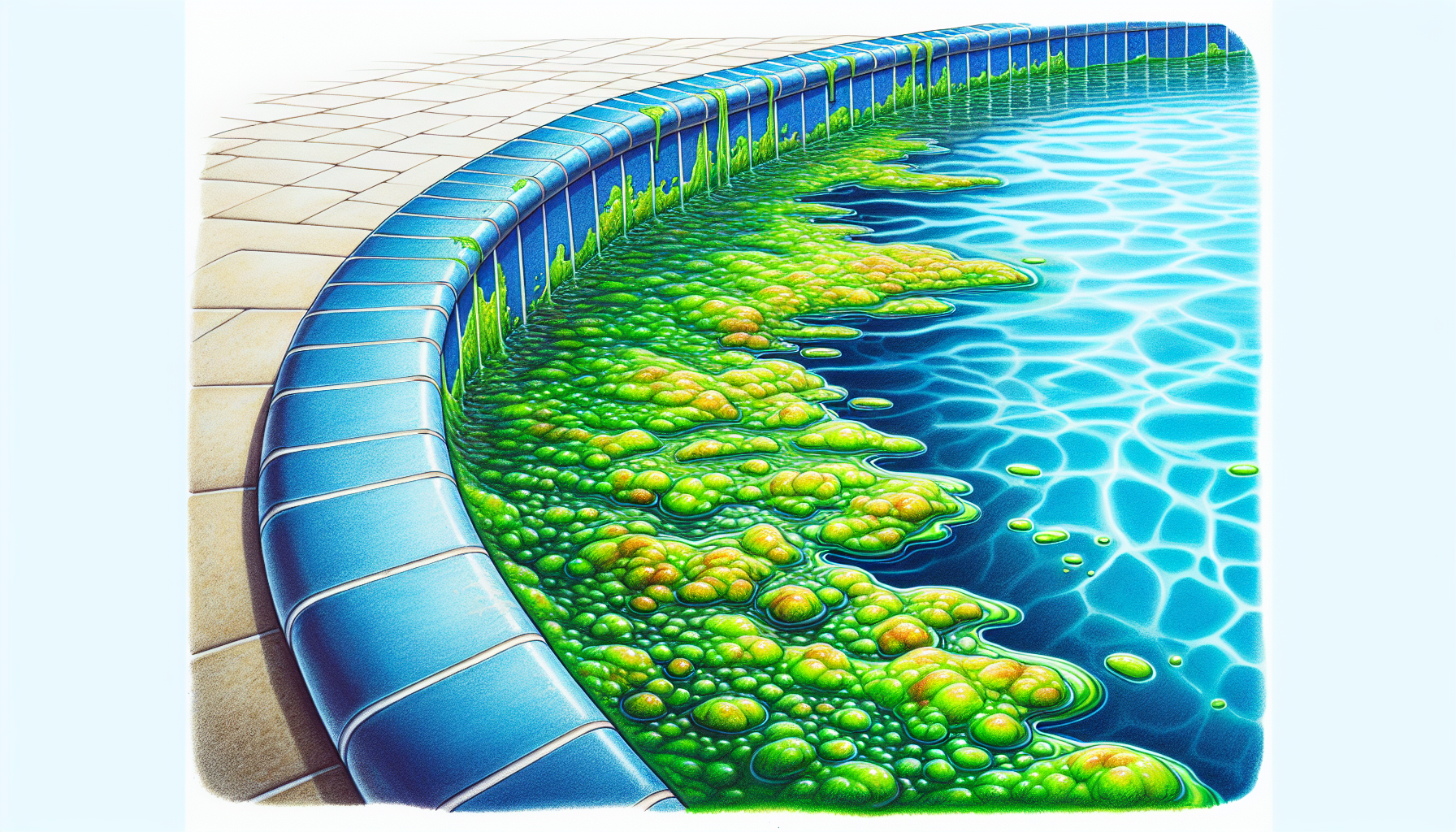 Illustration of green pool algae