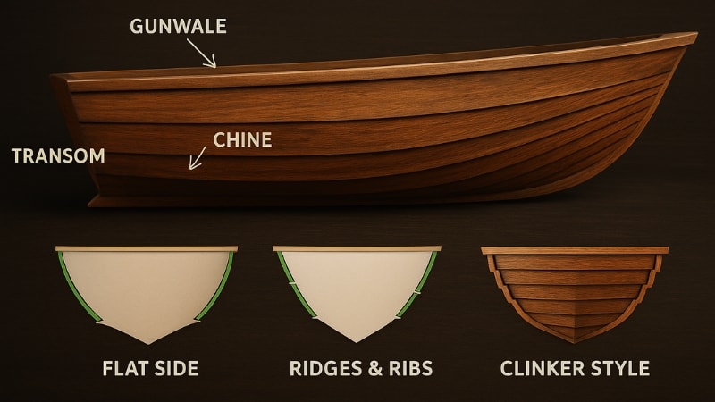 Taking measurements of contours of boat