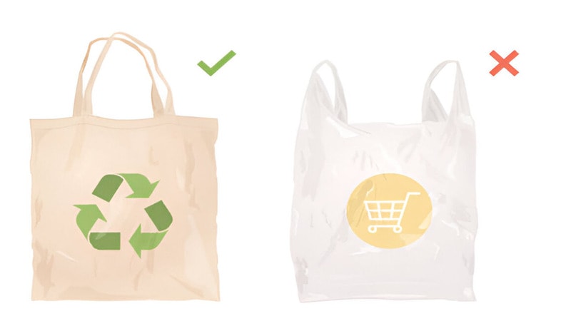 Reusable cloth bag instead of plastic bag