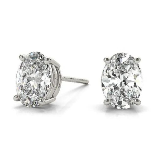 Oval Shape Diamond Stud Earrings