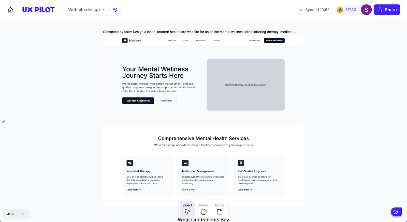 UXPilot AI design result