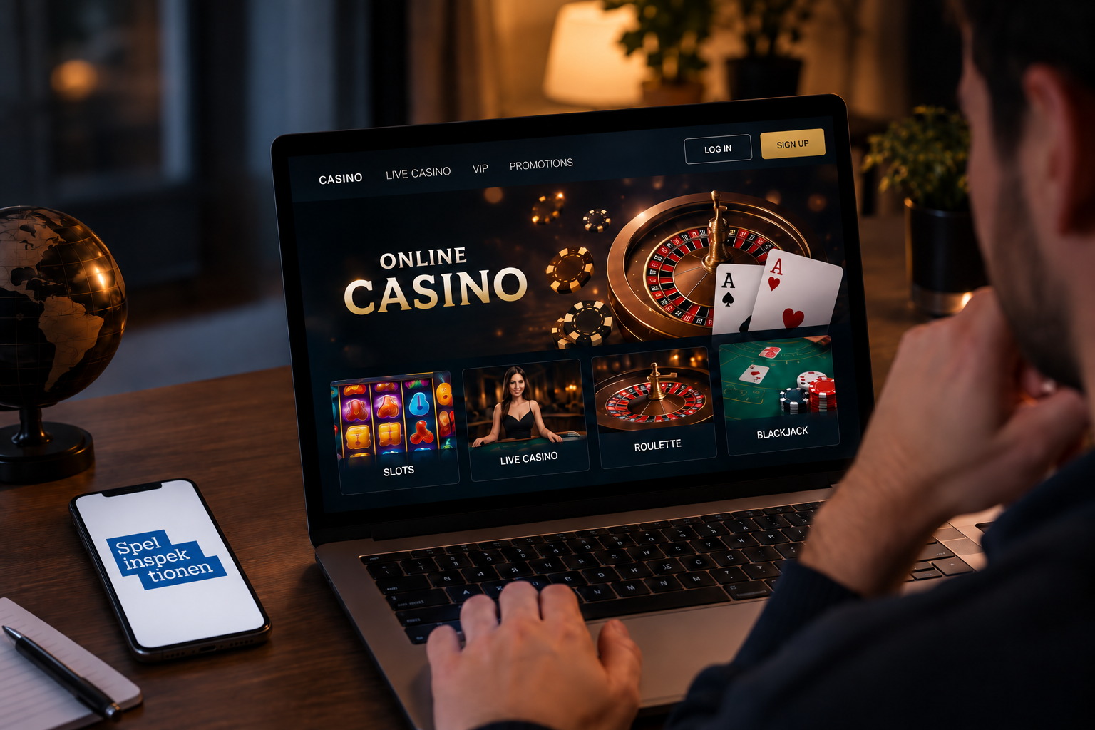 Online casino med svensk licens och tillsyn från Spelinspektionen.