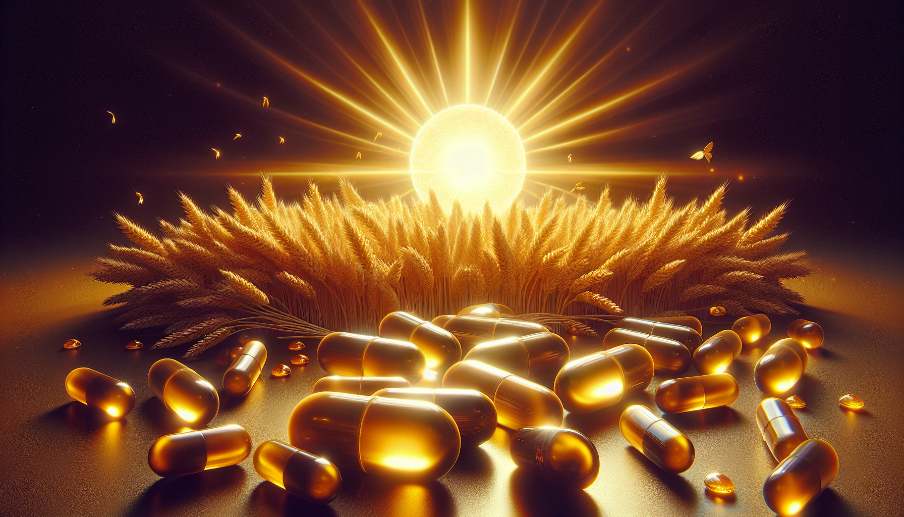 Illustration of sunlight and vitamin D supplements