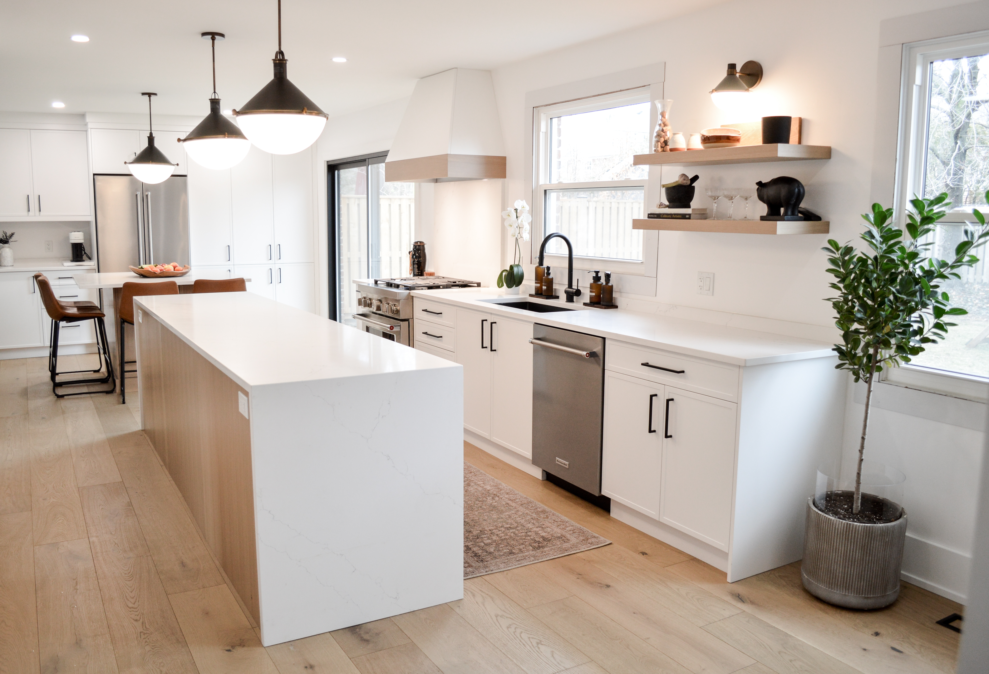 scandi modern kitchen with floating shelves 2024 design trends