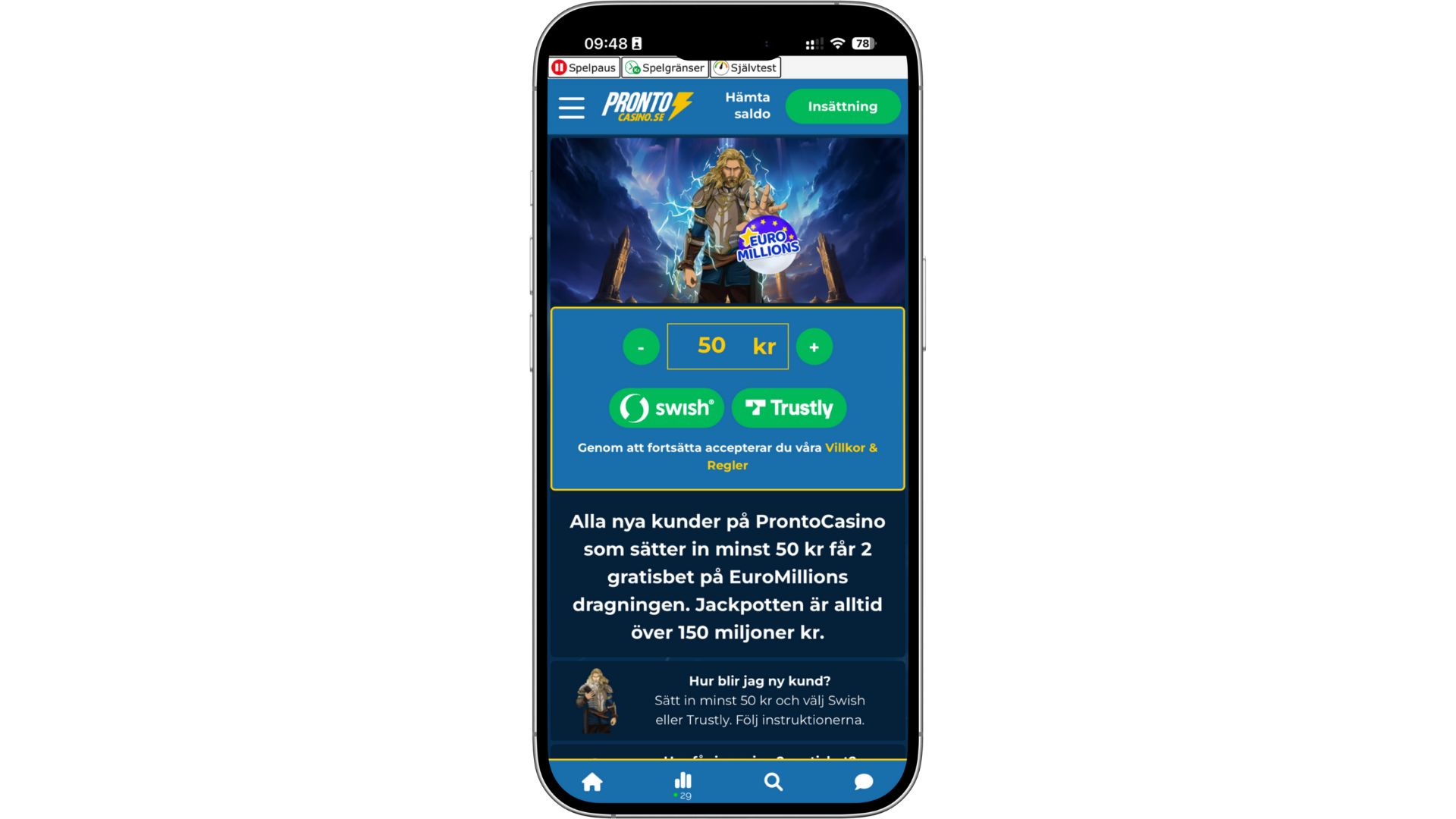 Pronto Casino app