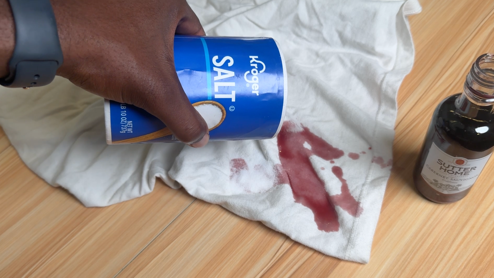 salt on stained clothing