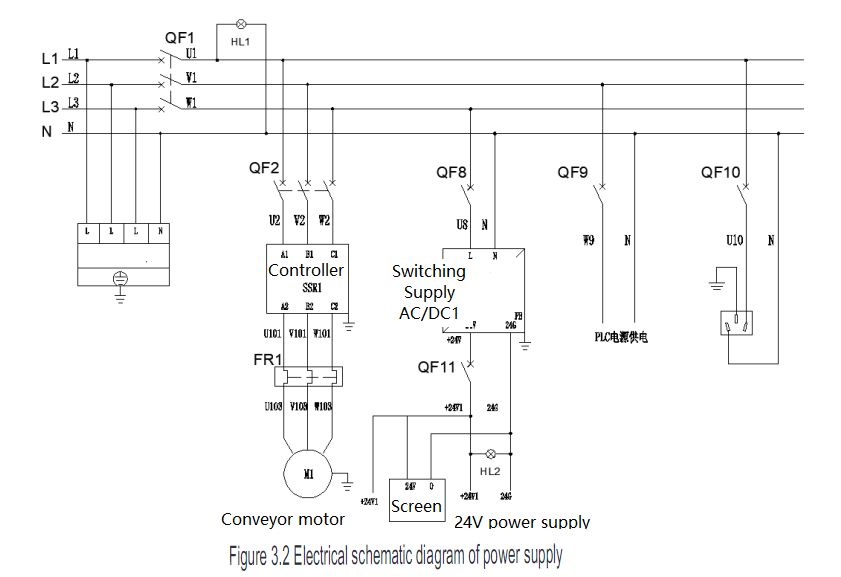 Electrical schematic diagram of power supply