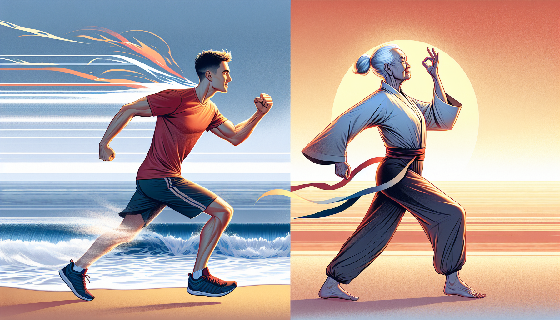 Illustration of a couple engaging in different physical activities