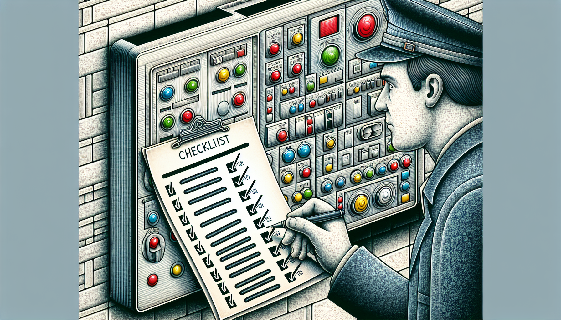 Illustration of a checklist for fire alarm control panel inspection