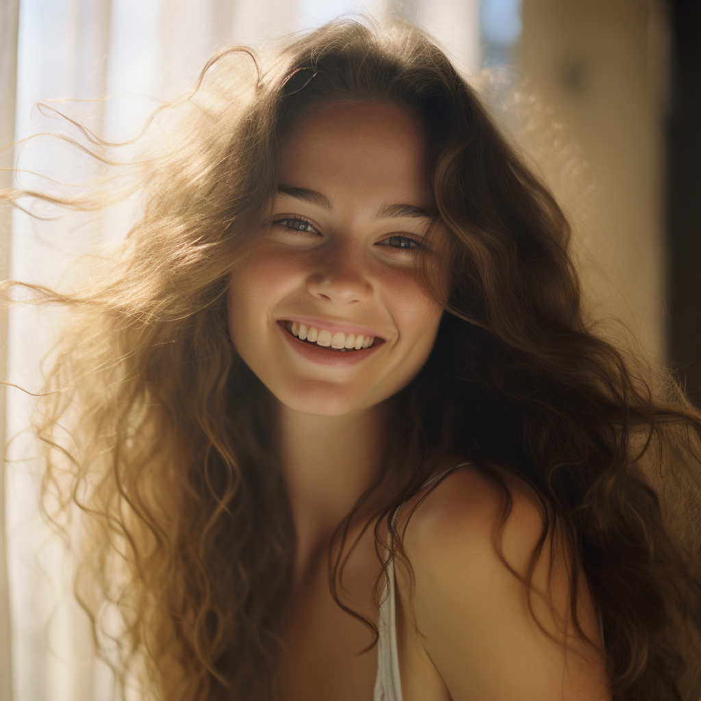 A portrait of a smiling woman